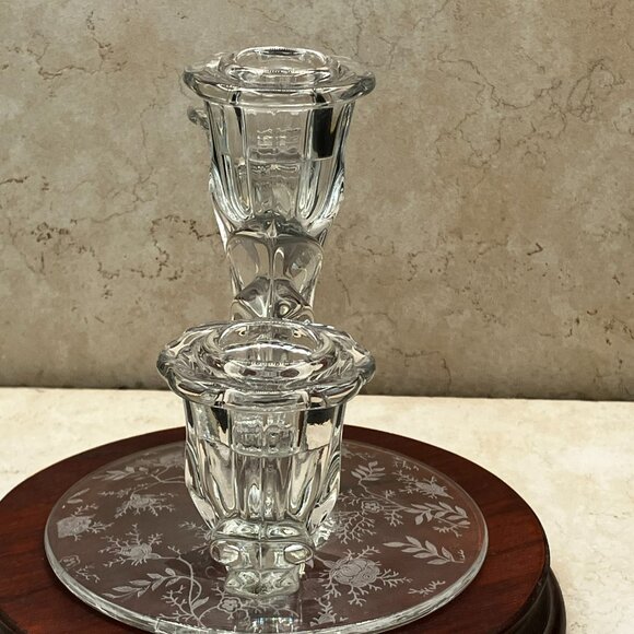 Vintage Fostoria Baroque CHINTZ Triple Tapered Candle Stand 6" Tall #2496 1930's - Picture 3 of 13